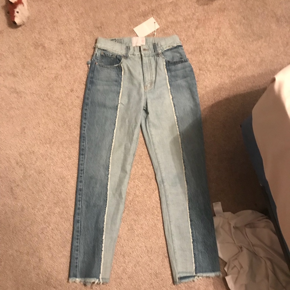 Two tone denim jeans